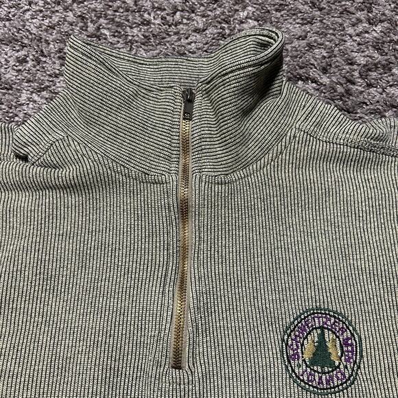 Vintage 90s Sweatshirt 1/4 Zip Striped Schweitzer Mountain Idaho Large Baggy Fit - Picture 6 of 11